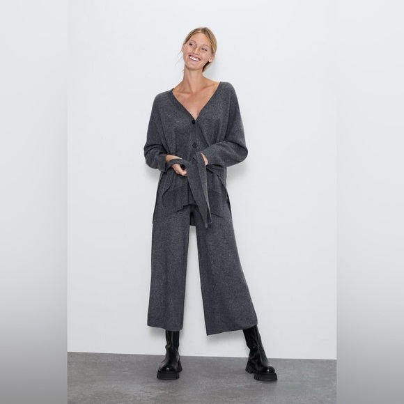 ZARA Gray Knit Wrap Robe - Picture 5 of 15